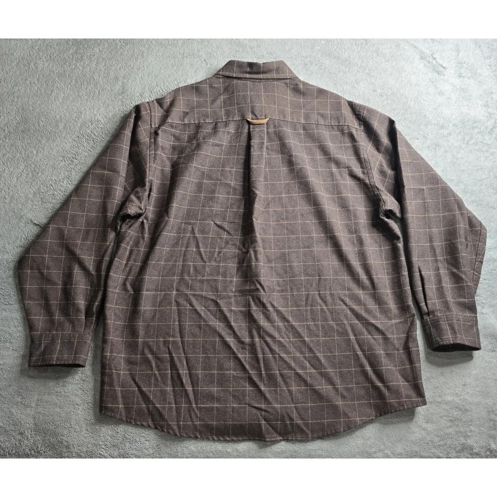 Brooks Brothers Worsted Wool Shirt Mens Large Brown Check L/S Elbow Patches
